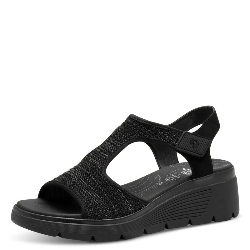 Jana Coshy Women’s Flat Sandals with Velcro Comfortable, Black, 7,5 UK