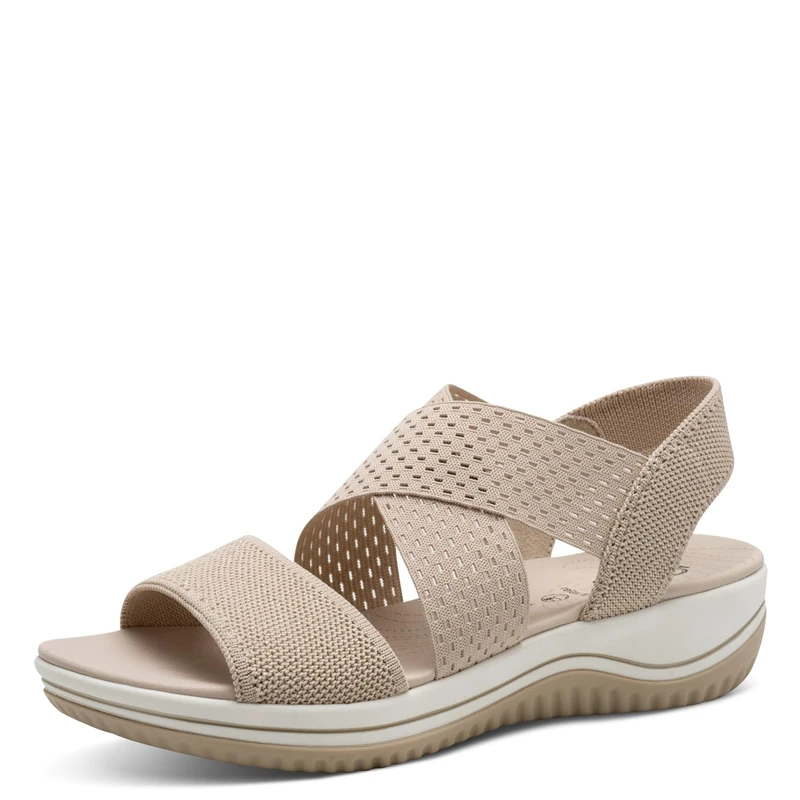 Jana Coshy Women’s Flat Sandals Stretch Vegan, Beige/Gold, 3,5 UK