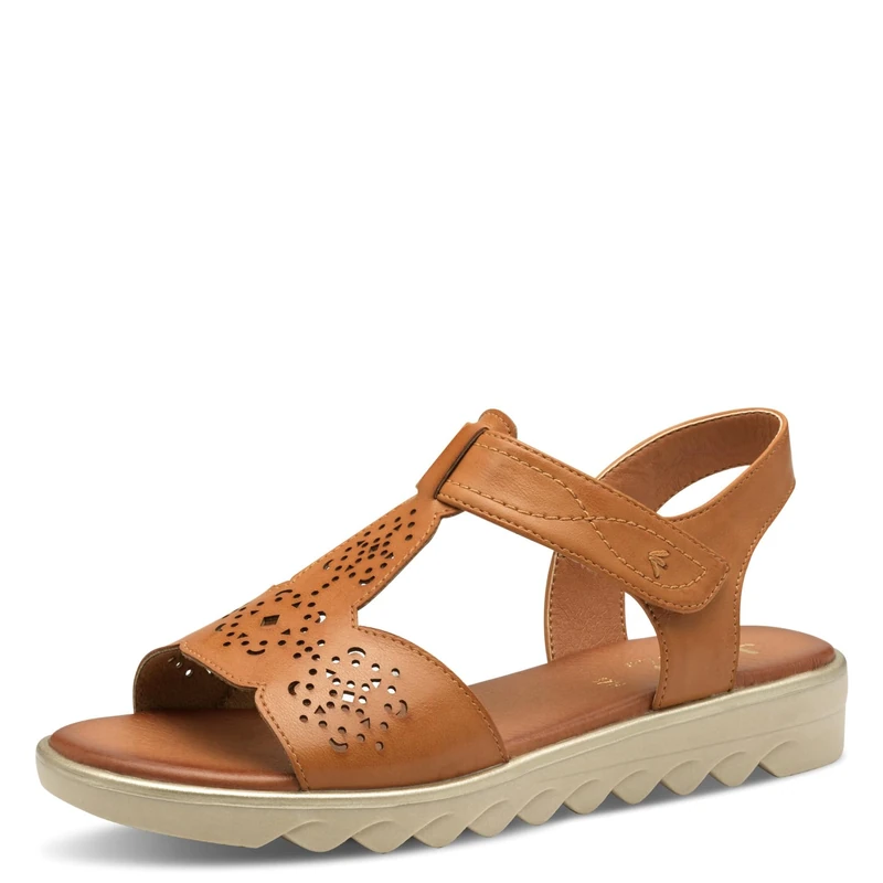 Jana Women’s Flat Sandals with Velcro Vegan, Tan, 6,5 UK