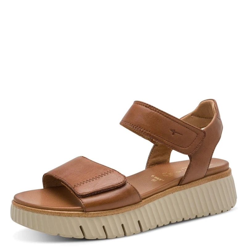 Tamaris Comfort Women’s Flat Leather Sandals Platform, Nut, 7,5 UK