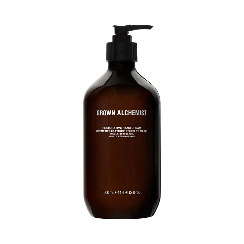 Grown Alchemist Restorative Luxury Pump Hand Cream - Vanilla, Orange Peel - Natural, Vegan Hand Moisturiser for Dry and Cracked Hands, Soothing Handcream 500 ml