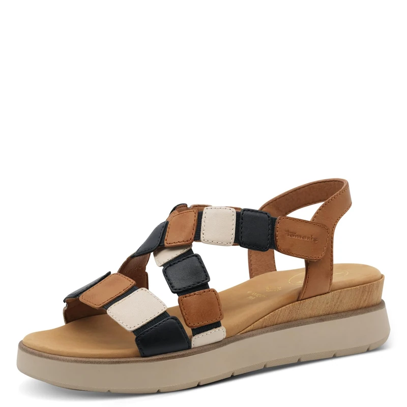Tamaris Comfort Women’s Flat Leather Sandals Summer, Cognac Comb, 7,5 UK - Image 1