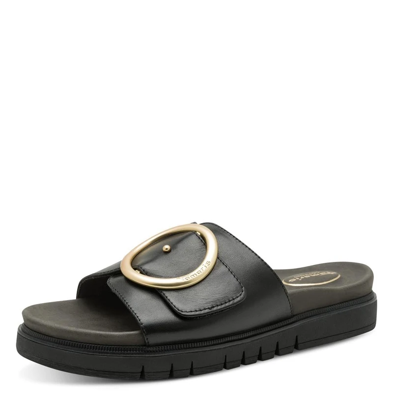 Tamaris Comfort Women’s Leather Mules Elegant, Black Nappa, 4 UK