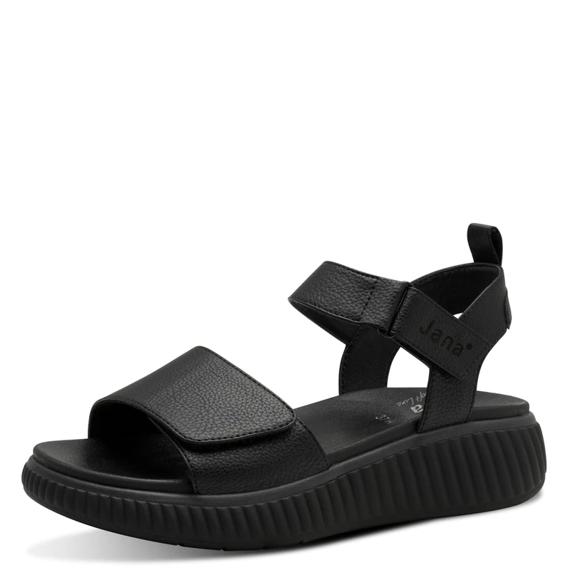 Jana Women’s Flat Sandals with Chunky Sole Vegan, Black, 4 UK - Image 1