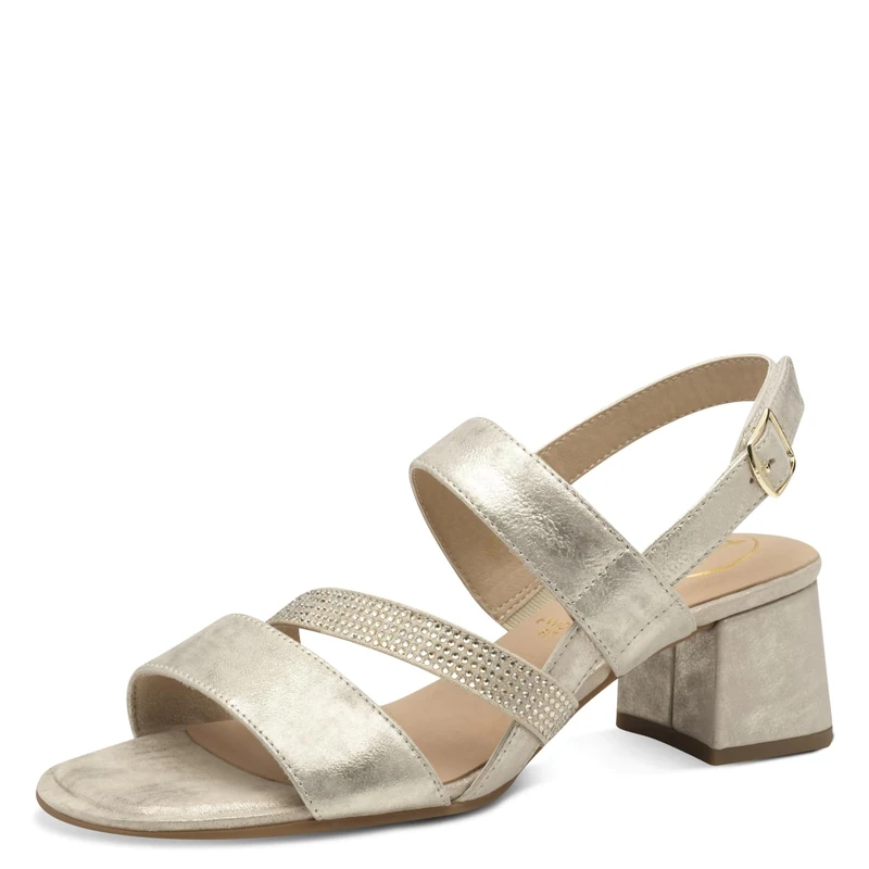 Tamaris Comfort Women’s Sandals with Heel Glitter Details Elegant, Cloudy Gold, 6 UK