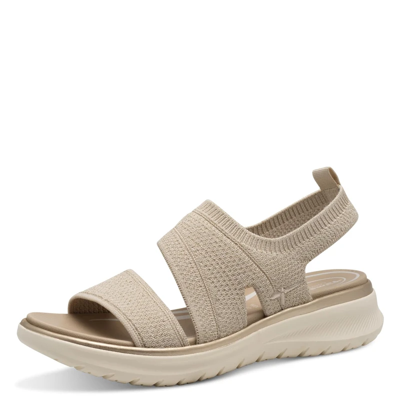 Tamaris Comfort Women’s Flat Slip-On Sandals Vegan, Beige/Gold, 6,5 UK