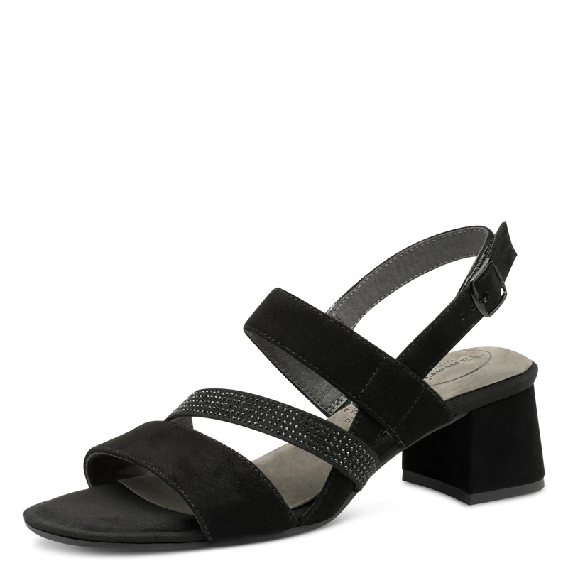Tamaris Comfort Women’s Sandals with Heel Glitter Details Elegant, Black, 4 UK