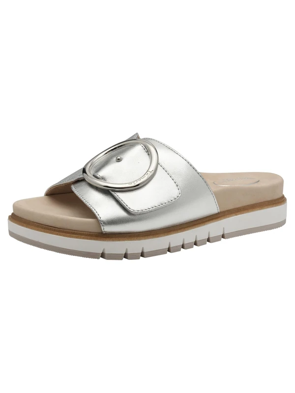 Tamaris Comfort Women’s Leather Mules Elegant, Silver, 7,5 UK