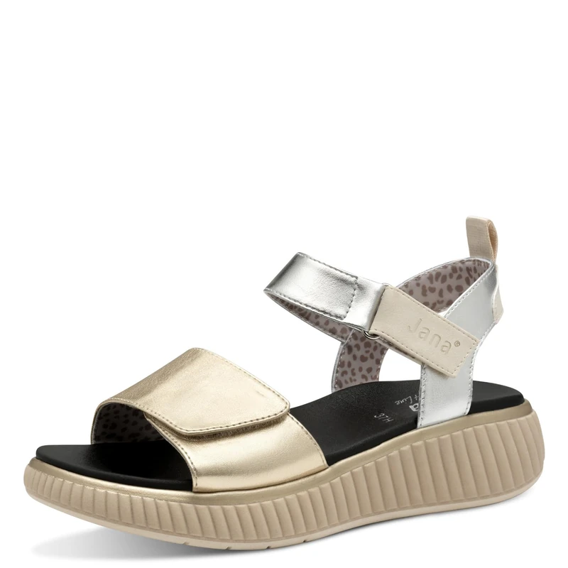 Jana Women’s Flat Sandals with Chunky Sole Vegan, Metallic Comb, 4 UK