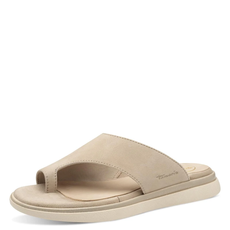 Tamaris Women's Comfort Mules Leather Wide Fit Sandals, Beige suede, 5 UK - Image 1
