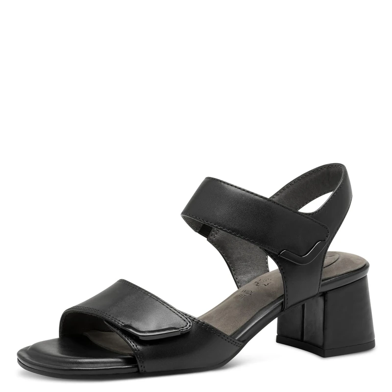 Tamaris Comfort Women’s Sandals with Heel Leather Block Heel, Black Nappa, 6 UK