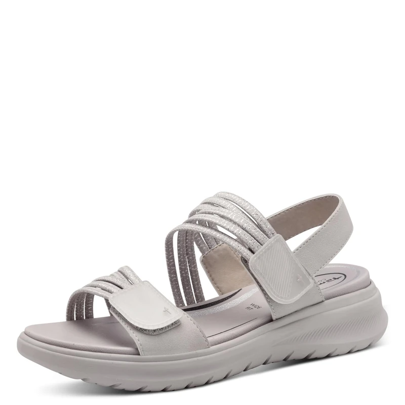 Tamaris Comfort Women’s Flat Sandals Sporty Vegan, Stone, 6 UK