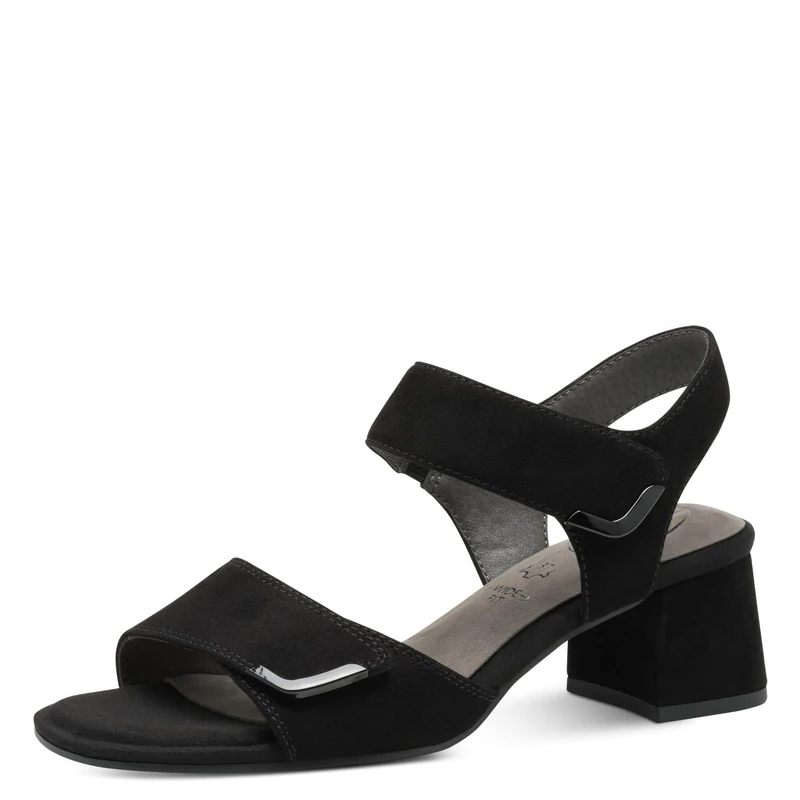 Tamaris Comfort Women’s Sandals with Heel Leather Block Heel, Black Suede, 6 UK