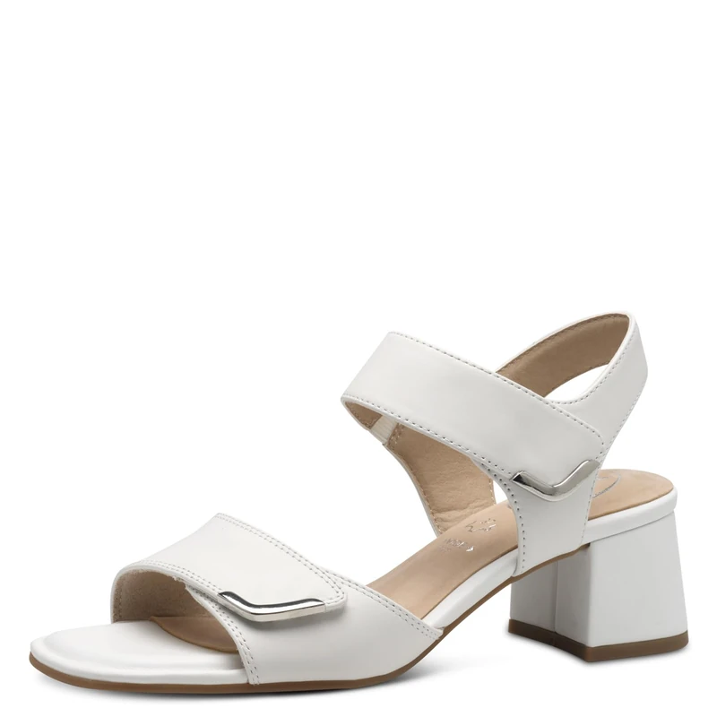 Tamaris Comfort Women’s Sandals with Heel Leather Block Heel, White Nappa, 4 UK