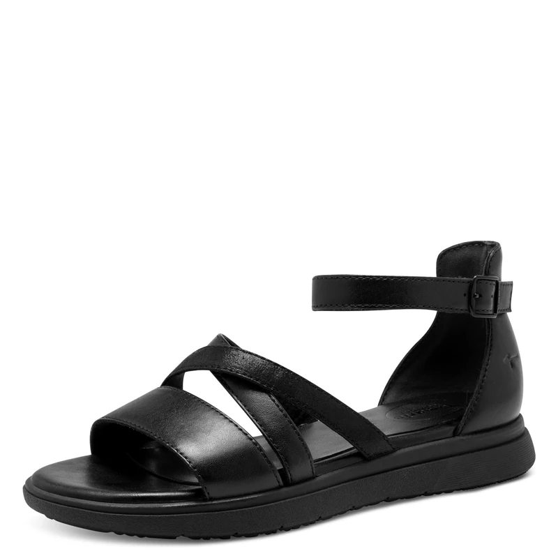 Tamaris Comfort Women’s Flat Sandals with Velcro Closed Heel, Black, 6 UK