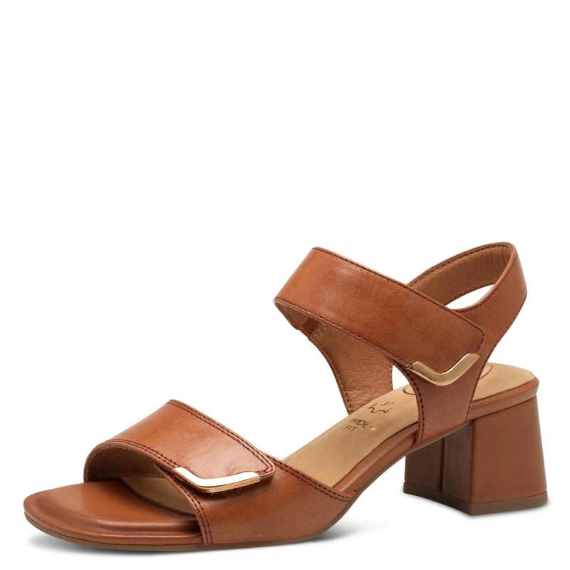 Tamaris Comfort Women’s Sandals with Heel Leather Block Heel, Nut Nappa, 6,5 UK