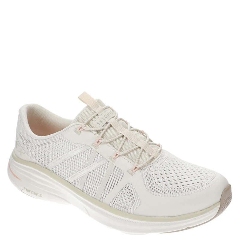 Skechers Women's D'Lux Comfort 2.0 Victory Slip-On Sneakers, Natural Mesh/Pink Trim, 5 UK