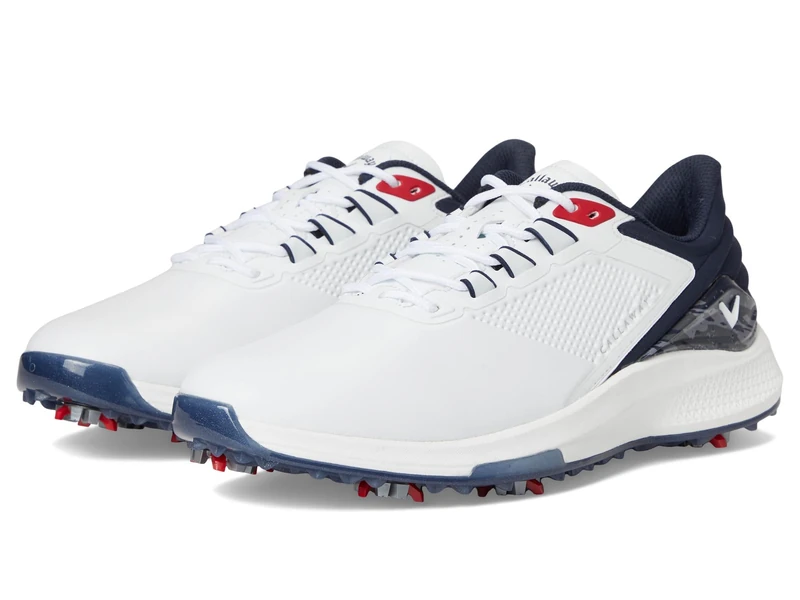 Callaway Men's Coronado V4 Golf Shoe, White/Blue/Red, 8 UK