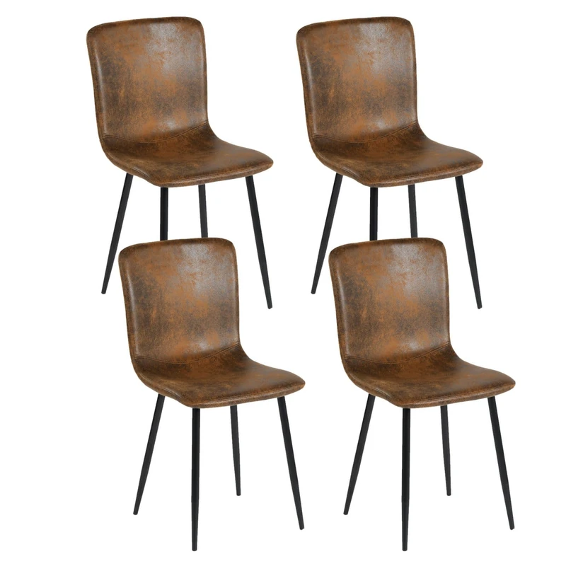 39F FURNITURE DREAM Set of 4 Scandinavian Style Ergonomic Chairs Perfect for Dining Room, Bedroom, Office and Living Room, Brown, 44 x 54 x 87 cm, Suede Fabric - Image 1