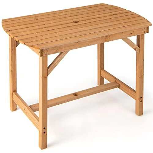 Generisch 10923NP-BN Garden Table, Fir Wood, Natural, 100 x 60 x 75 cm