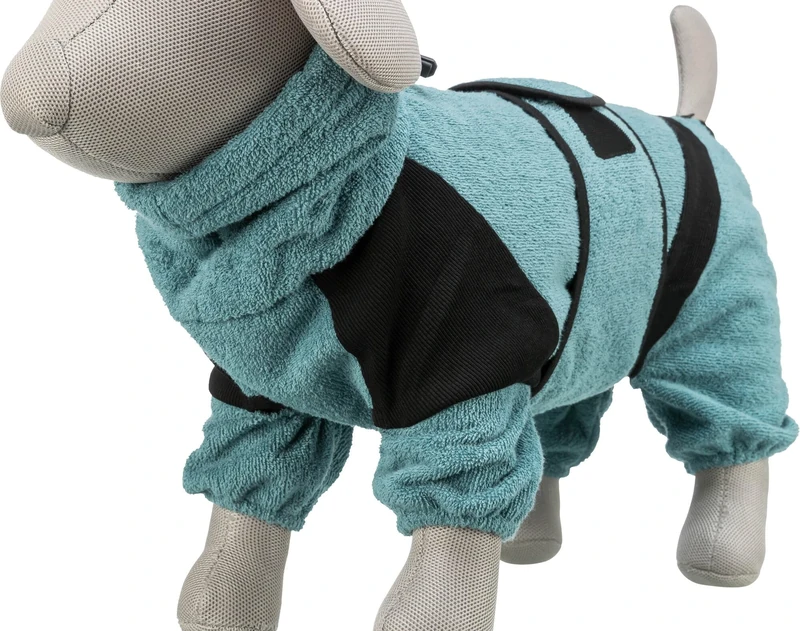 Bath and House Overalls for Dogs Terrycloth S 38 cm Petrol