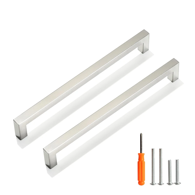 Redunest Cabinet Pulls Brushed Nickel Cabinet Handles Square Drawer Pulls, 40 Pack 8-4/5 Inch Stainless Steel Kitchen Door Cupboard Cabinet Handles, Cabinet Hardware Drawer Handles, 224mm Hole Centers