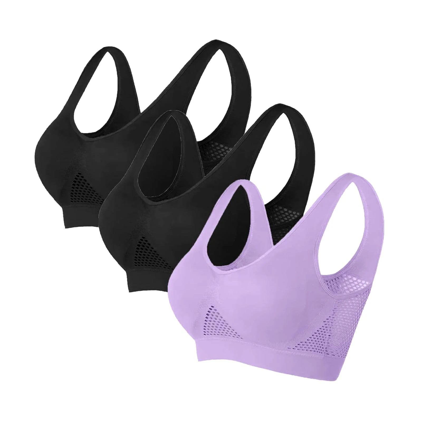 5 Pack Daisy Bras Breathable Cool Liftup Air Bras for Women, 2024 New Cooling Mesh Bra Wireless Sports Bras for Women, 16 Pink, XL