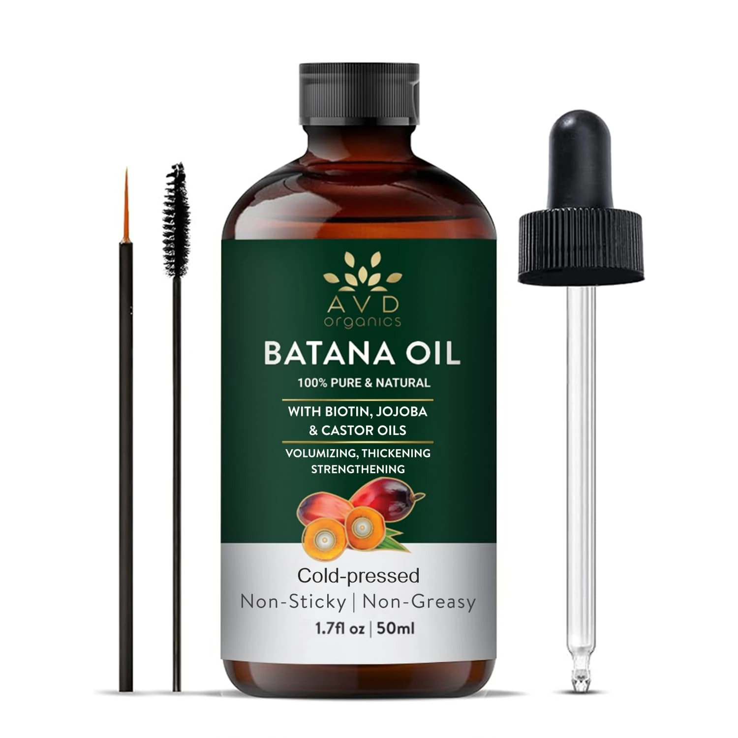 AVD Organics Batana Oil for Hair Growth | 100% Pure & Natural Oil for Hair, Skin & Eyebrows | Raw Batana Nourishing & Volumizing | Ideal for Men & Women | 1.7 fl oz