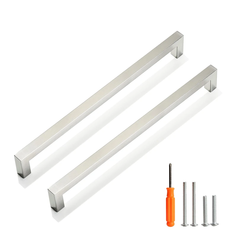 Redunest Cabinet Pulls Brushed Nickel Cabinet Handles Square Drawer Pulls, 40 Pack 10 Inch Stainless Steel Kitchen Door Cupboard Cabinet Handles, Cabinet Hardware Drawer Handles, 256mm Hole Centers