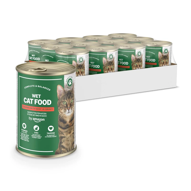 by Amazon Wet Cat Food, Beef Chunks in Gravy 12x415g