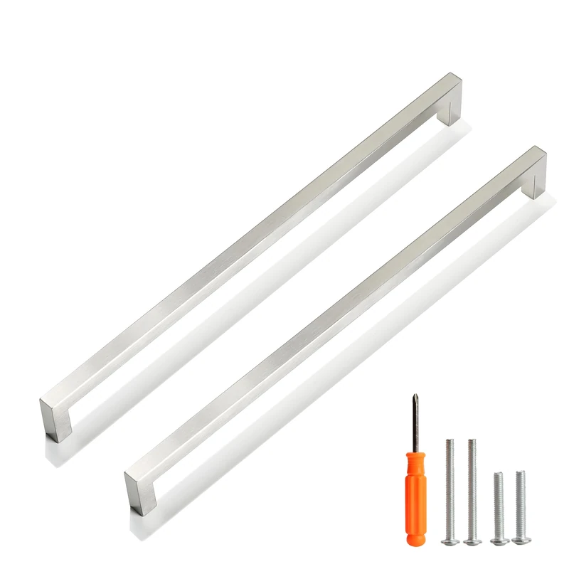 Redunest Cabinet Pulls Brushed Nickel Cabinet Handles Square Drawer Pulls, 50 Pack 13-4/5 Inch Stainless Steel Kitchen Door Cupboard Cabinet Handles, Hardware Drawer Handles, 352mm Hole Centers