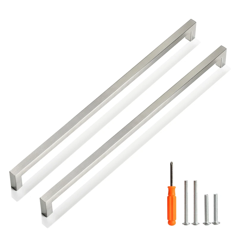 Redunest Cabinet Pulls Brushed Nickel Cabinet Handles Square Drawer Pulls, 30 Pack 15 Inch Stainless Steel Kitchen Door Cupboard Cabinet Handles, Cabinet Hardware Drawer Handles, 384mm Hole Centers