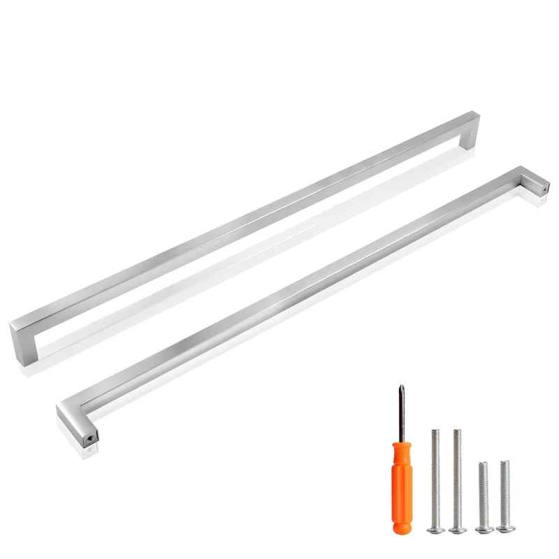 Redunest Cabinet Pulls Brushed Nickel Cabinet Handles Square Drawer Pulls, 10 Pack 18 Inch Stainless Steel Kitchen Door Cupboard Cabinet Handles, Cabinet Hardware Drawer Handles, 458mm Hole Centers