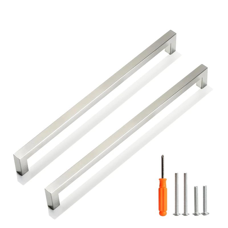 Redunest Cabinet Pulls Brushed Nickel Cabinet Handles Square Drawer Pulls, 30 Pack 11-1/3 Inch Stainless Steel Kitchen Door Cupboard Handles, Cabinet Hardware Drawer Handles, 288mm Hole Centers