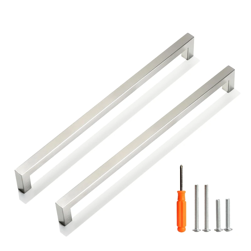 Redunest Cabinet Pulls Brushed Nickel Cabinet Handles Square Drawer Pulls, 30 Pack 12-3/5 Inch Stainless Steel Kitchen Door Cupboard Handles, Cabinet Hardware Drawer Handles, 320mm Hole Centers
