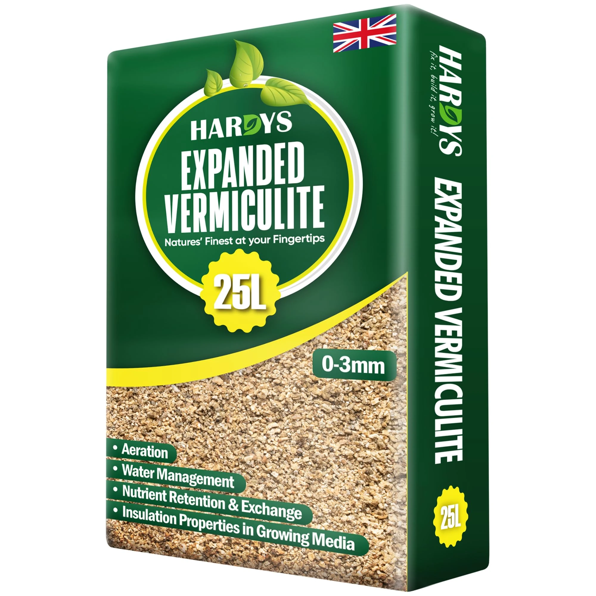 Hardys Vermiculite for Plants 25L - Fine Grade 0-3mm - Natural Water Management & Aeration Enhancer for Compost for Outdoor Plants, House Plant Soil, Succulent Potting Mix