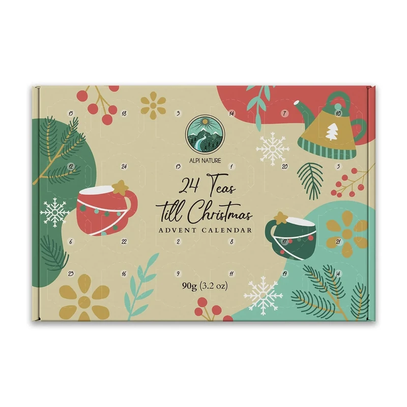 Alpi Nature Tea Advent Calendar 2025, Christmas Calendar 2025, Selection of 24 Jars of Black, Green, Fruit and Herbal Tea