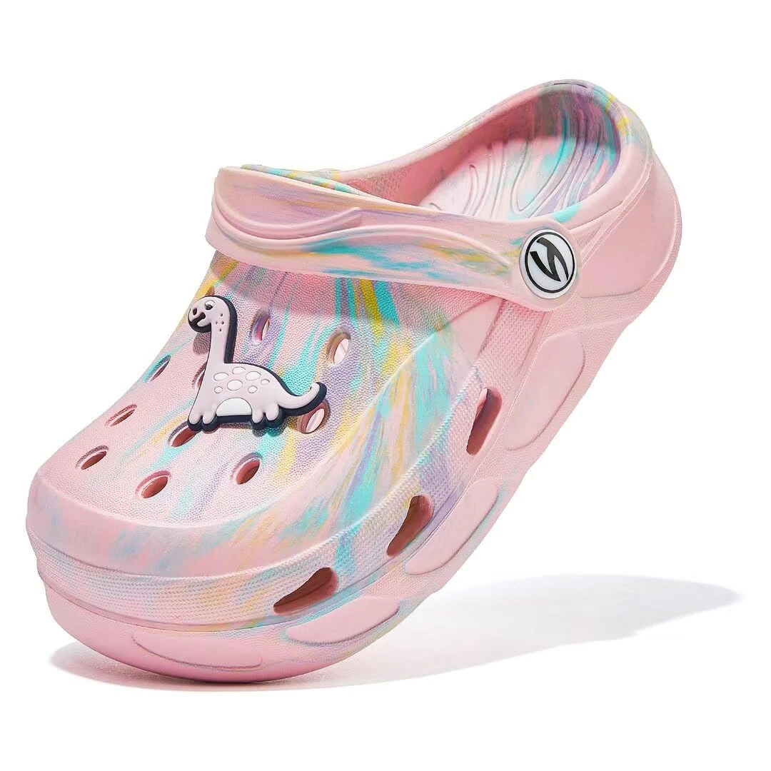 HOBIBEAR Boys and Girls Classic Graphic Garden Pool Clogs Slip on Water Shoes丨Sandals Slippers丨(Toddler/Little Kids/Big Kids) Pink