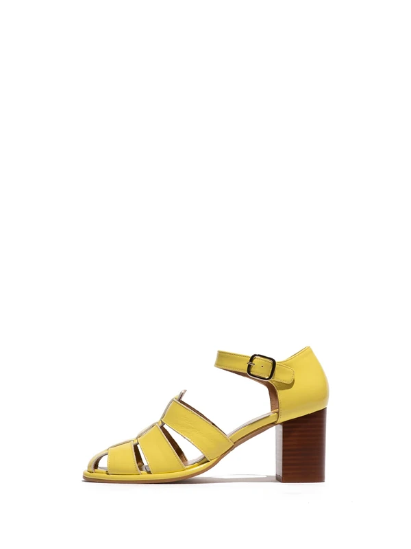 Fly London MARG261FLY Women's Leather Sandals - Lemon, Size 5 UK