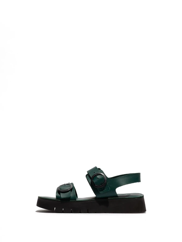 Fly London SOLB260FLY Women's Leather Velcro Sandals - Dk. Moss