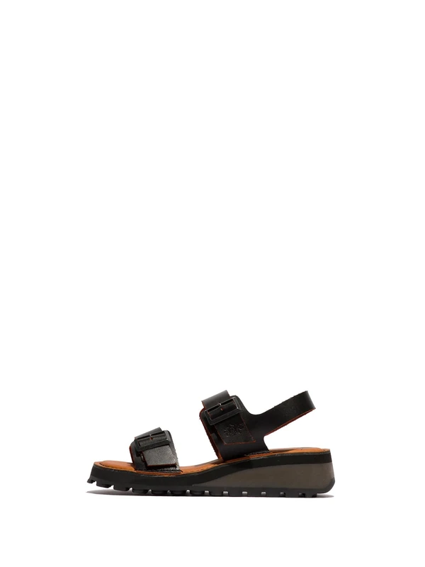 Fly London Women's HAVI556FLY Sandal, Black/Orange, 6 UK