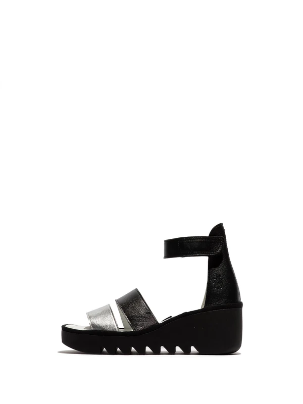 Fly London Women's BONO290FLY Sandal, Silver/Graphite/Black, 7 UK