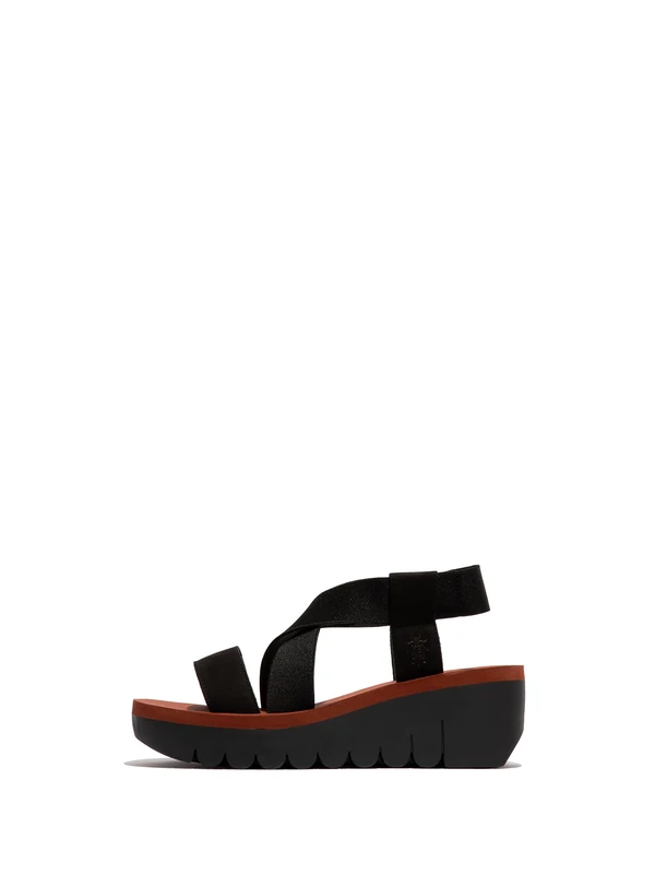 Fly London YABI922FLY Women's Sandal, Black/black/brick
