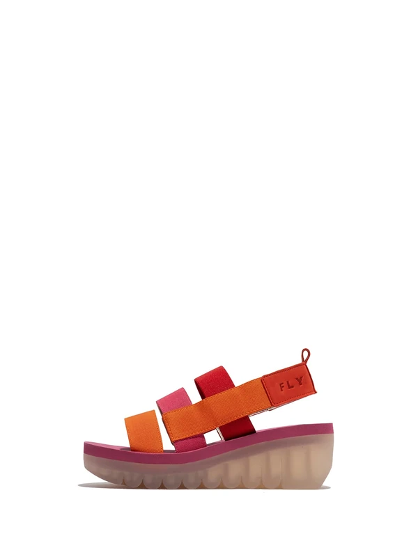 Fly London Women's YERE847FLY Sandal, Devil red/Multicolor/Lilac, 4 UK