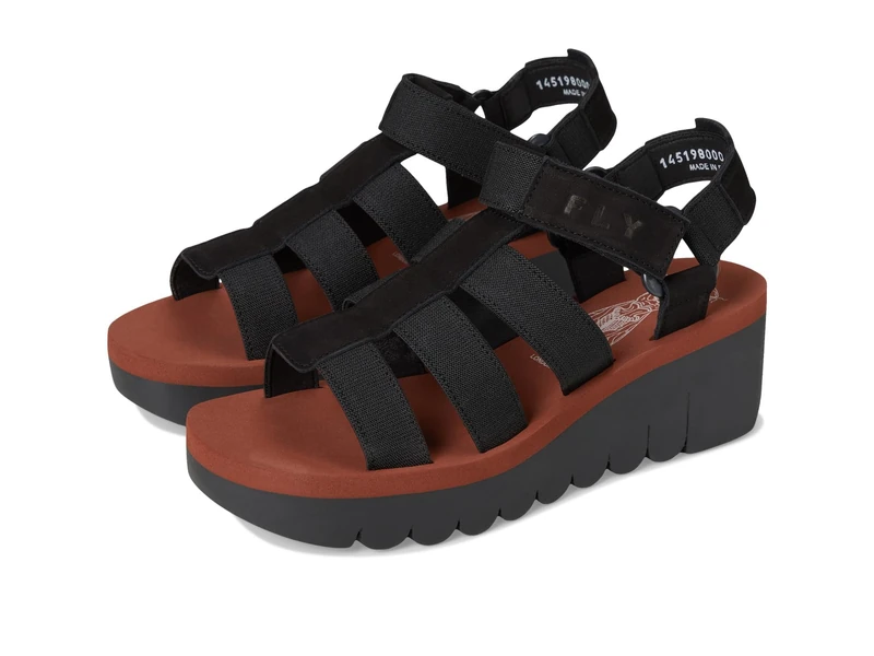 Fly London YOJI198FLY Women's Sandal, Black/black/brick
