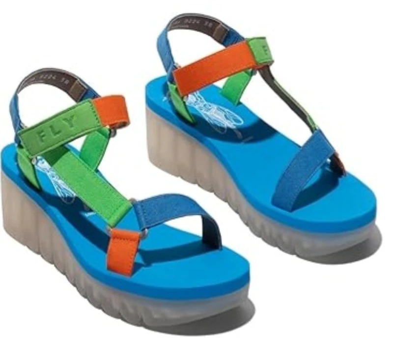 Fly London YEFA726FLY Women's Sandal, Pistachio/multicolor/azurre