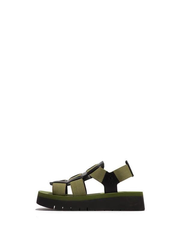 Fly London Women's SAMB245FLY Sandal, Black/Army Green/Army Green, 3 UK