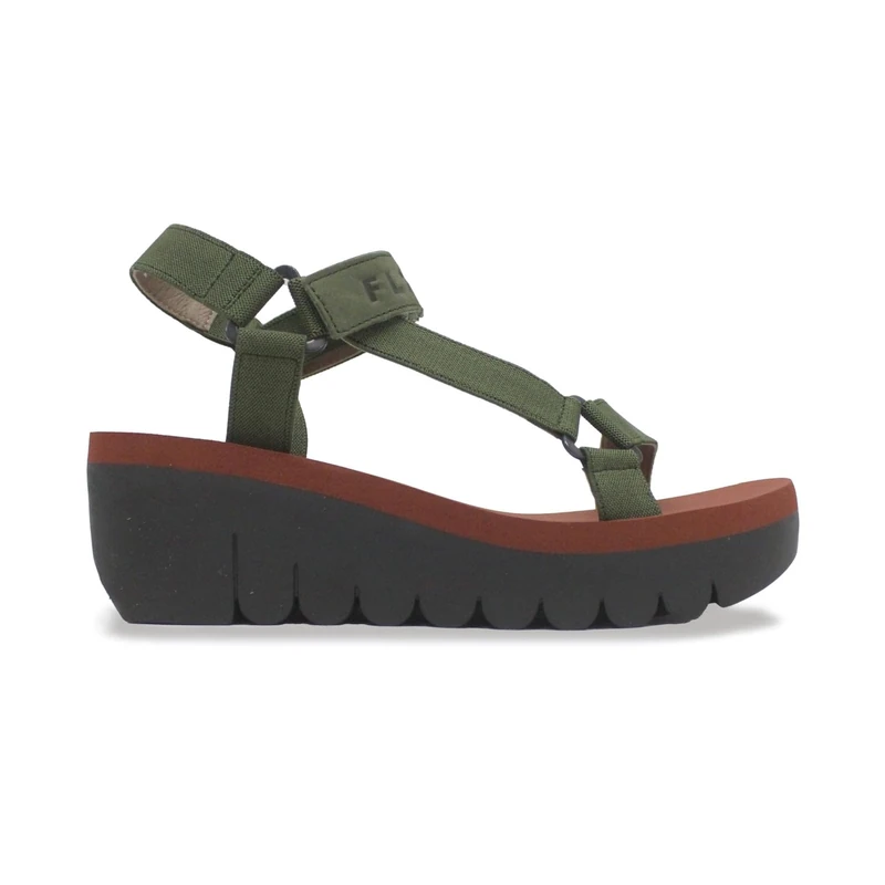 Fly London YEFA726FLY Women's Sandal, Army green/army green/brick