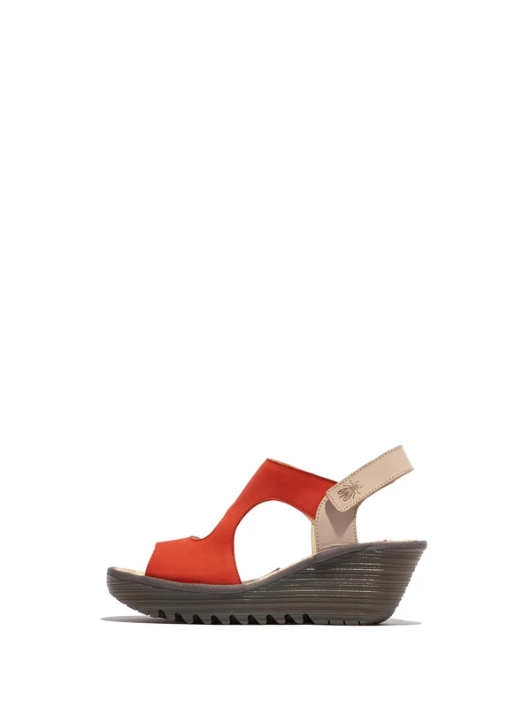 Fly London YOXA576FLY Women's Sandal, Devil red/natural