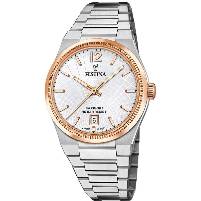 Festina Swiss Made Ladies Rose Gold PVD-Plated Steel Watch with Bracelet F20066/2